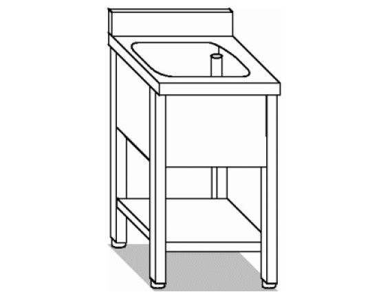 Lavello inox serie 60 con ripiano cm. 50 - 80.